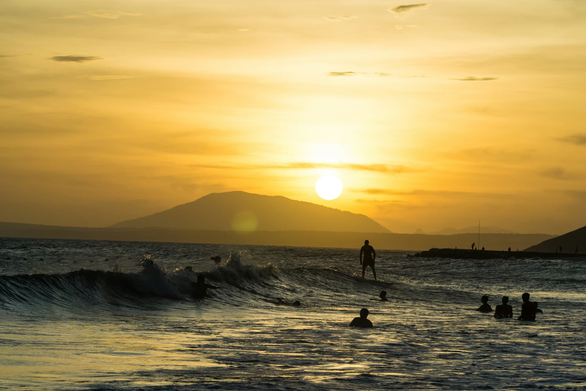 Sunset over the sea along the Vietnamese coast