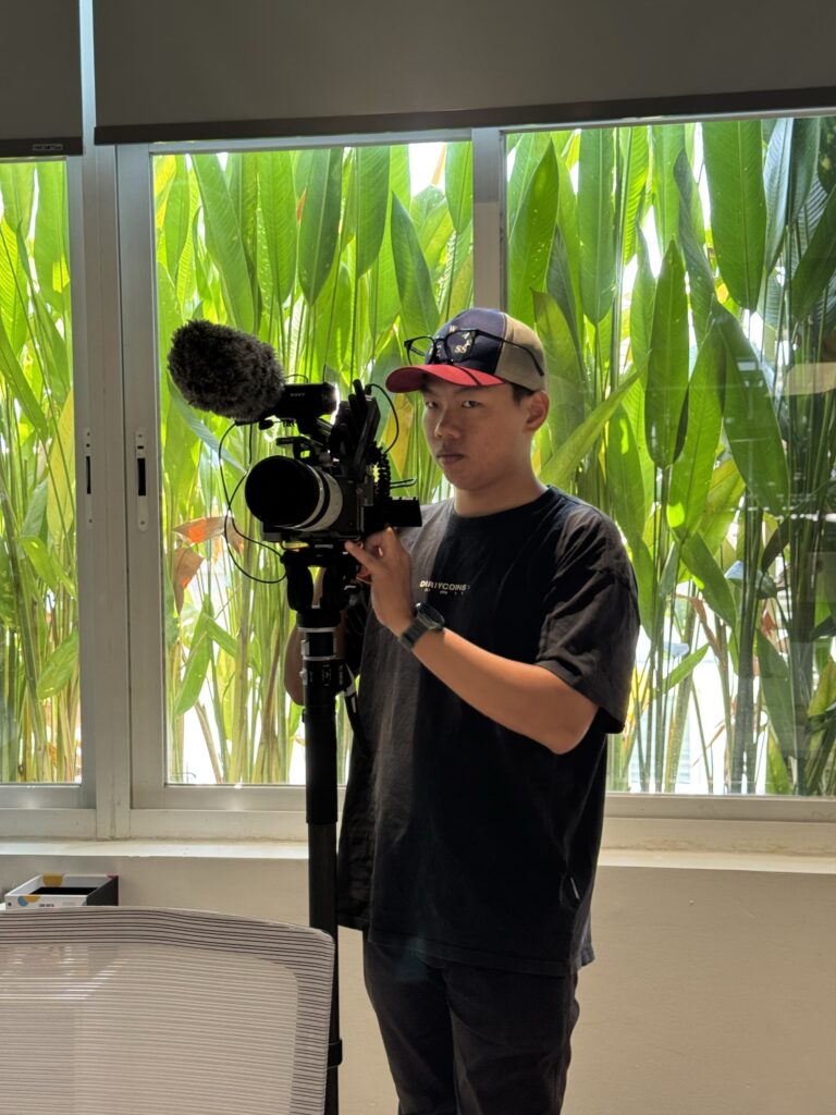 Cinematographer camera setup tropical plants