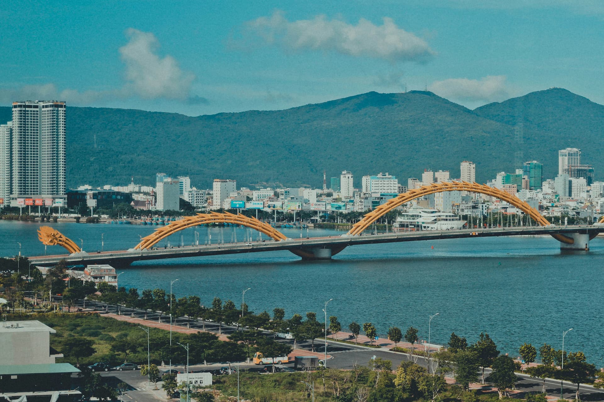 Dragon Bridge spanning the Han River in central Da Nang