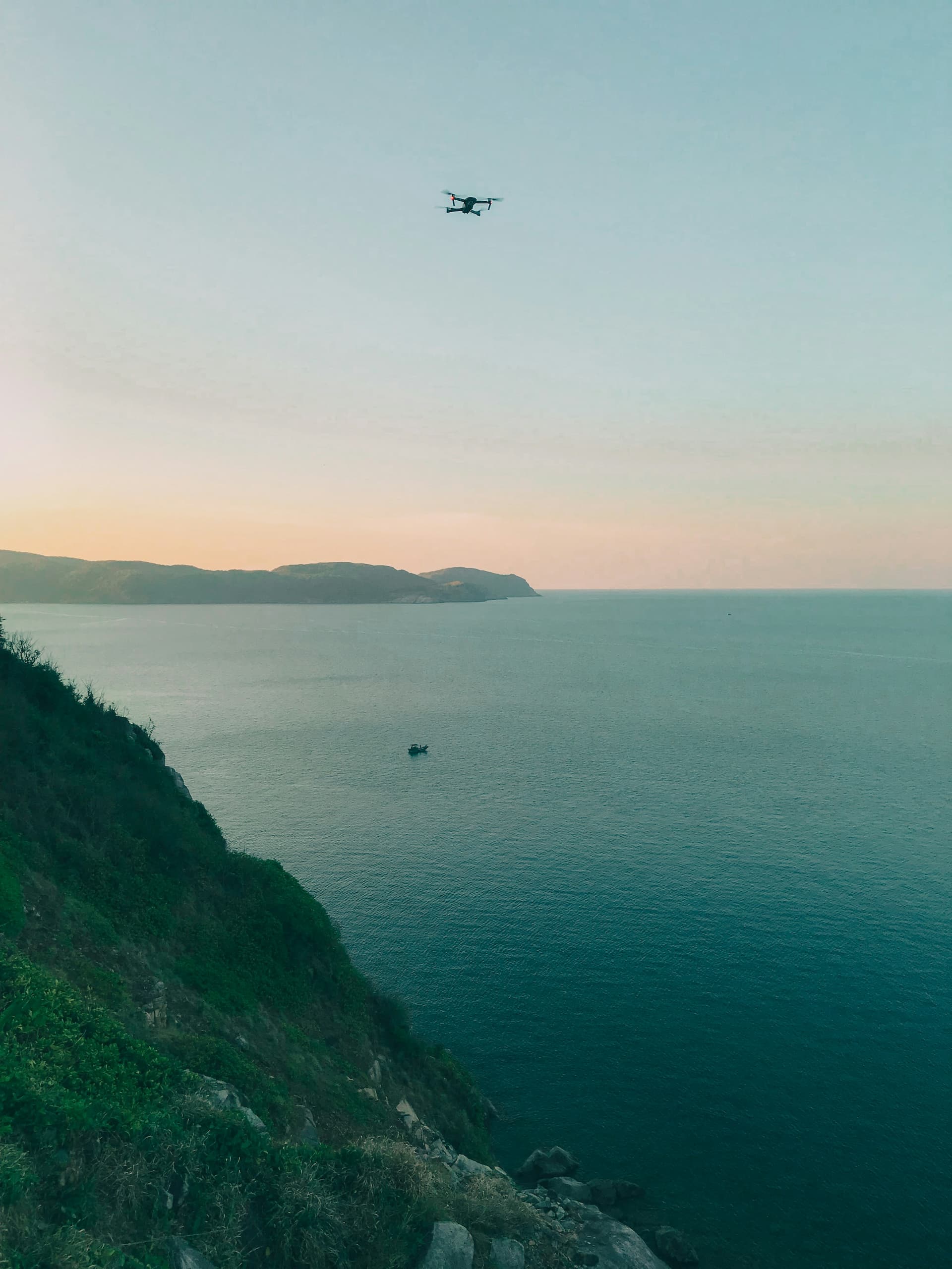 Coastal cliffs and sea viewed from the Son Tra Peninsula