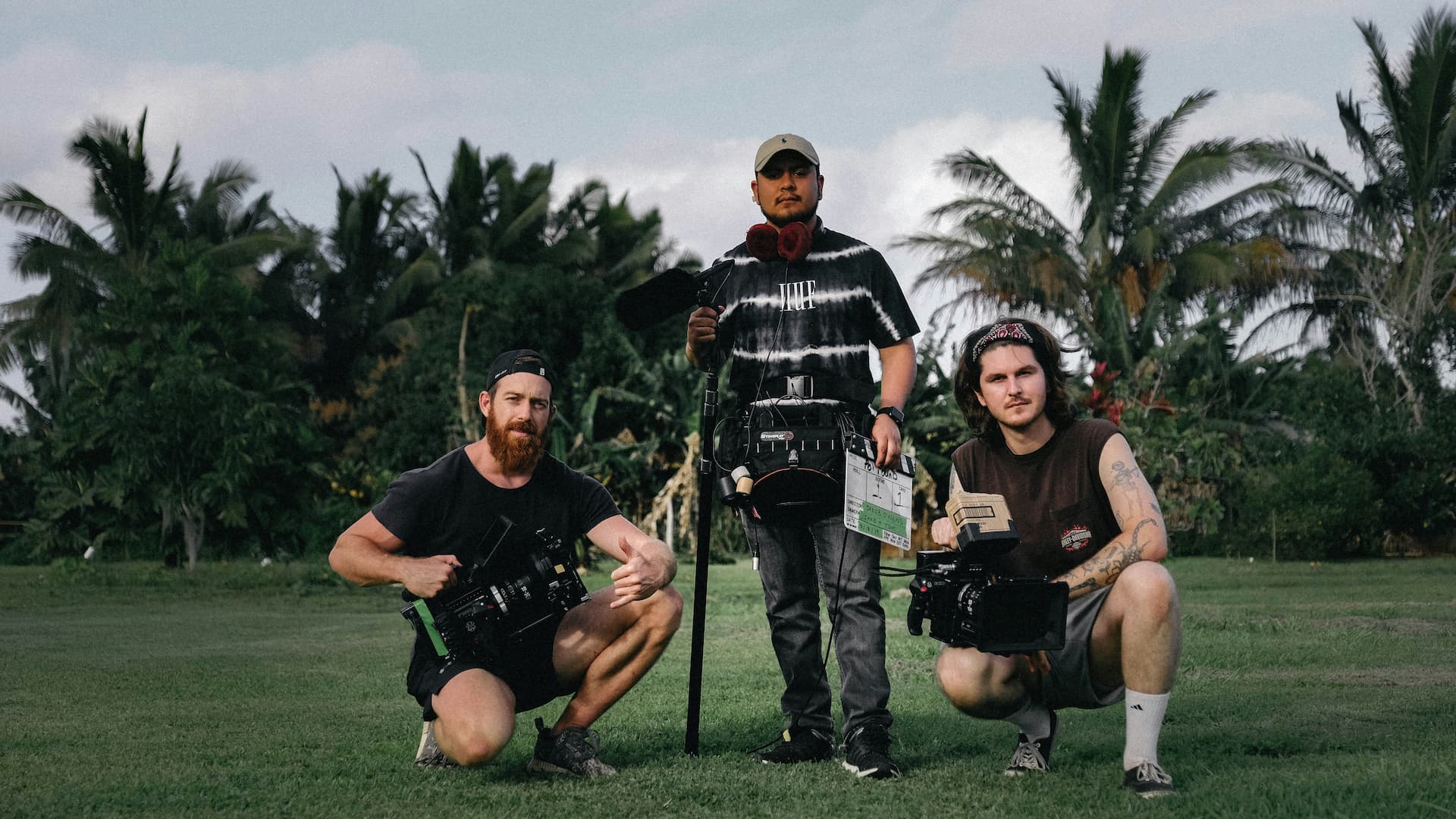 Film production crew on location