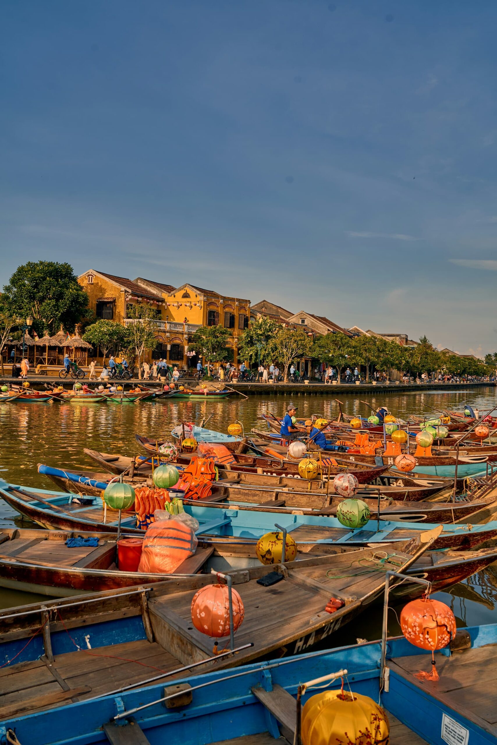 Traditional boats on the river beside Hoi An Ancient Town
