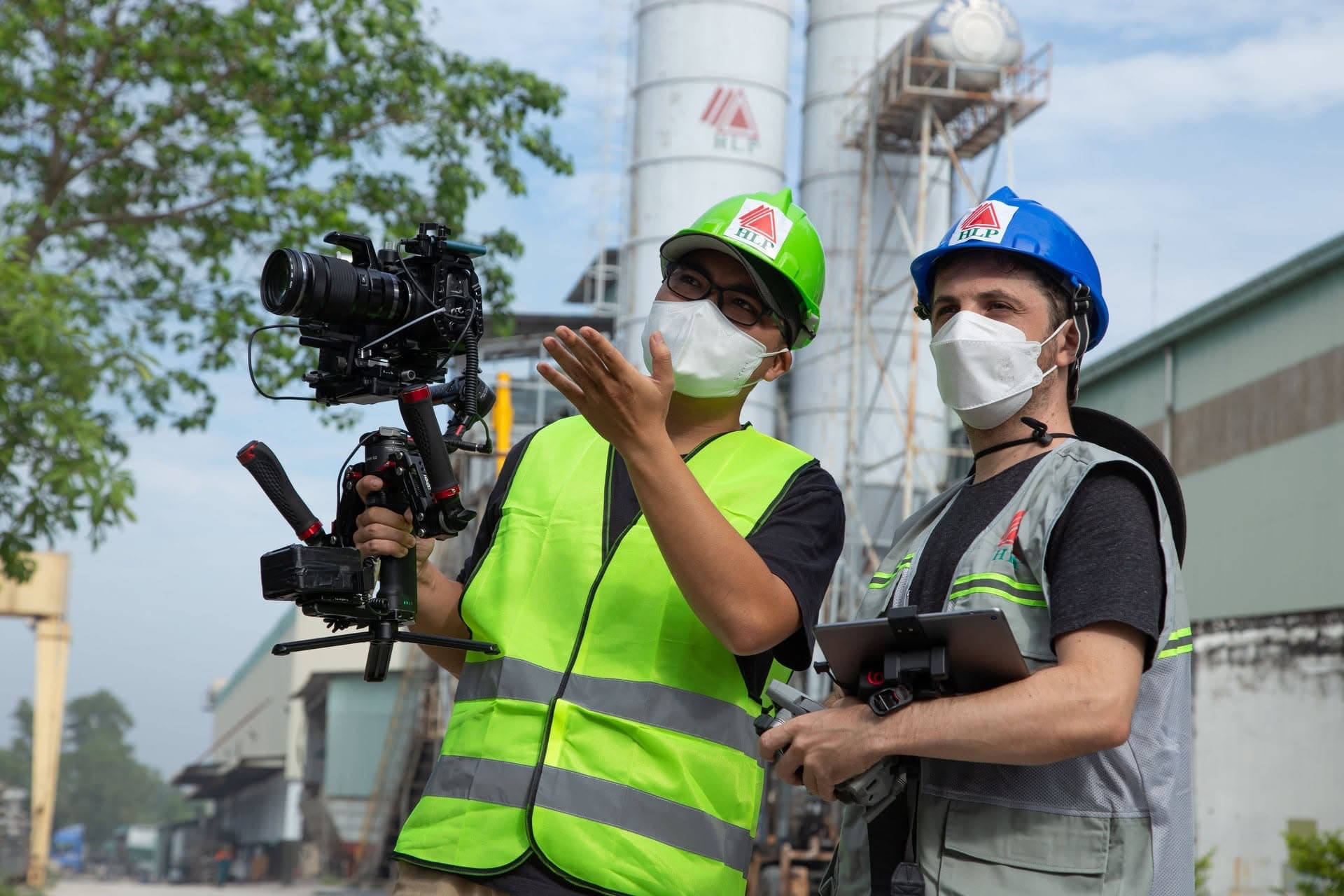 Cinema camera filming inside an industrial facility in Vietnam