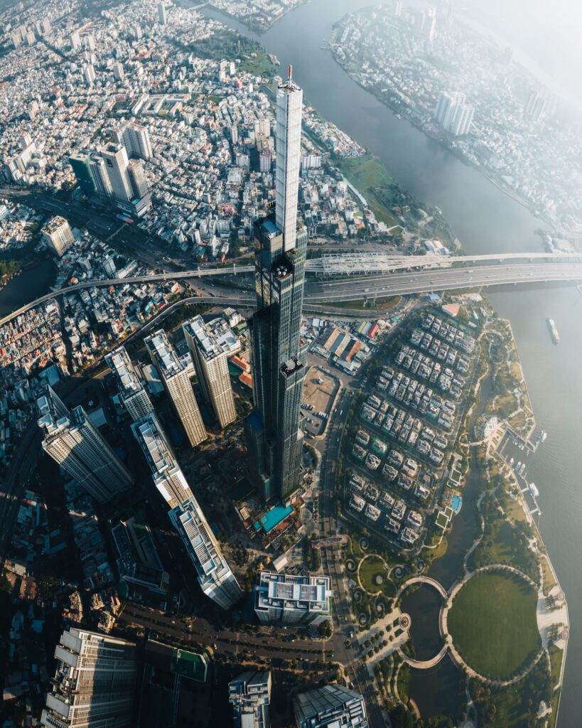 Landmark 81 aerial Saigon river