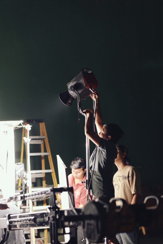 Lighting crew night set